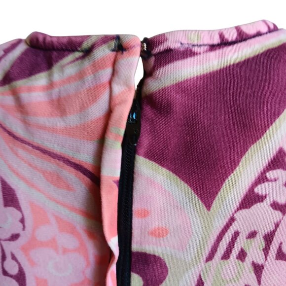 Medium  Vintage 1970s Womens Psychadelic Top Pink/Purple Zipback Mod Go-Go Hippy - Picture 5 of 7